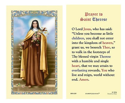 #ad Laminated Saint St. Therese of Lisieux Little Flower Holy Prayer Card Catholic $2.79