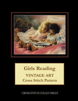 #ad Girls Reading: Vintage Art Cross Stitch Pattern $18.24