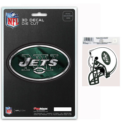 #ad New NFL New York Jets 3 D Vinyl Decal and Reusable Decal Value Pack 2pc $10.70