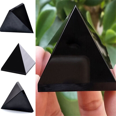 #ad Natural Black Obsidian Crystal Pyramid Chakra Orgone Energy Tower Healing $11.69