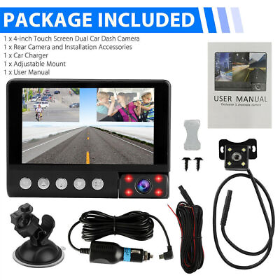 #ad 4quot; Night Vision Car Recorder 1080P Camera Dual Dash Cam Recorder G Sensor $34.19