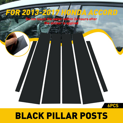 #ad 6pcs Black Glossy Pillar Post For 2018 2021 Accord Honda Window Door Trim Cover $13.02