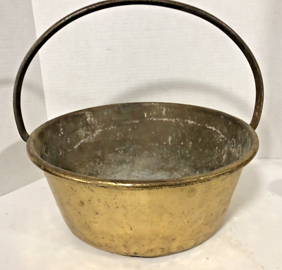 #ad #ad Antique Brass Bucket Pail with Iron Handle $55.00