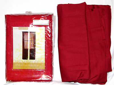#ad New Room Essentials Sheer Red Curtains 2 Per Pkg 1 Opened 4 Sheer Curtains Total $45.99