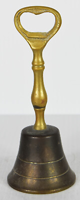 #ad 5quot; Vintage Solid Brass Bell Handle Table Office Desk Golden India Bottle Opener $17.99