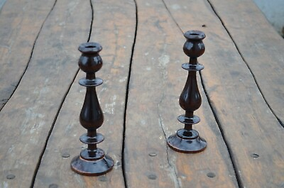 #ad Pair wooden Gothic candlesticks Wood candle holder wooden candlestick candle $25.00