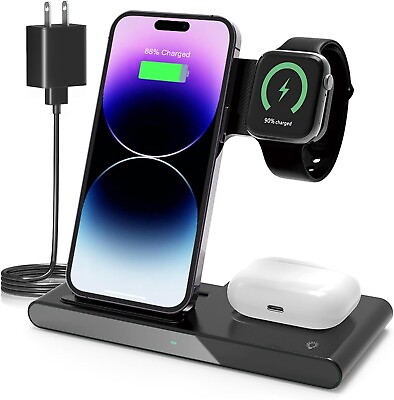 #ad Wireless Charger iPhone Charging Station: 3 in 1 Charger Stand Multiple Devices $17.99