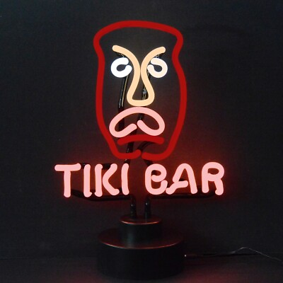 #ad Tiki Bar head neon sign sculpture table shelf lamp UL light hand blown glass $67.99