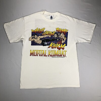 #ad Vintage XL Mortal Kombat Single Stitch T Shirt Lu Kang Rayden Cage 1992 RARE 90s $1259.99