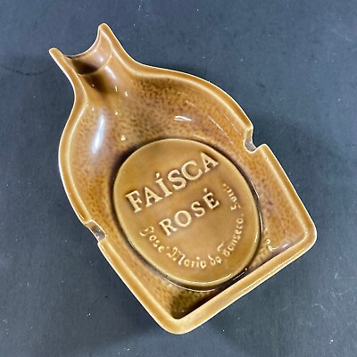 #ad VINTAGE FAISCA ROSE BOTTLE SHAPED SECIA ADVERTISING ASHTRAY MADE IN PORTUGAL AU $30.00
