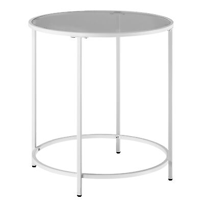 #ad Round Side Table Glass End Table with Metal Frame Pearl White Coffee Table ... $44.40