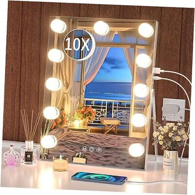 #ad Hasipu Vanity Mirror with Lights Hollywood Mirror 11quot; x 14quot; Square White $55.04