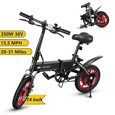 #ad Black Folding Electric Scooter 14quot; Portable City Commuter Bikes W Pedal Assist $395.00
