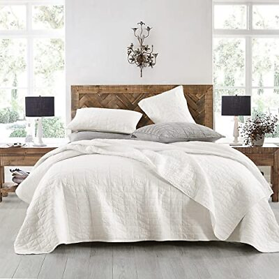 #ad Quilt Set Queen Size Stone Washed Chic Rustic Quilt Full Queen Cream White $63.28