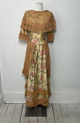 #ad Vintage 1930s Floral Chiffon Draped Party Dress $225.00