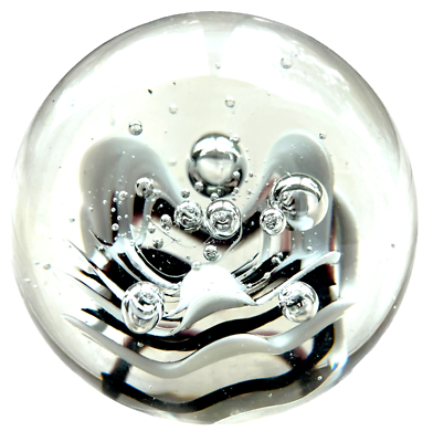 #ad Glass Sphere Paperweight Vintage with Bubbles Approximately 4 Inches $29.99