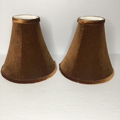 #ad Frederick Cooper Lamp Shades Vintage 2 Brown Velour Snakeskin Horn 10x10x4 $47.45