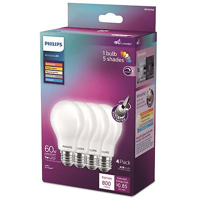 #ad Philips LED 60 Watt A19 Light Bulb Frosted amp; Tunable White Dial Dimmable $20.06