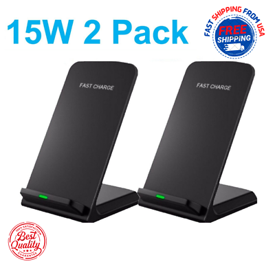 #ad 2 Pack Wireless Fast Charger Stand Dock Cradle for Apple iPhone Samsung Galaxy $14.29