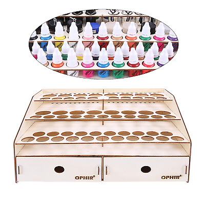 #ad Paint Bottle Rack Modular Organizer Wooden Storage Stand Holder Cabinet 80 Holes $26.00
