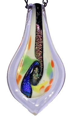 #ad Glitter Swirl on White Epoxy Necklace $0.99