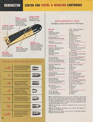 #ad VINTAGE REMINGTON FIREARMS BROCHURE PRINT AD 1965 CENTER FIRE PISTOL amp; REVOLVER $9.99