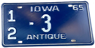 #ad Vintage Iowa 1965 Antique License Plate Butler Co Man Cave Wall Decor Collector $41.95