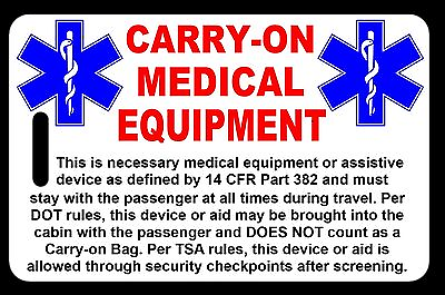 #ad Carry On Medical Equipment Bag Tag TSA $6.75