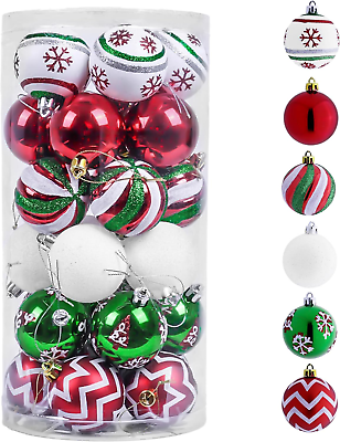 #ad Christmas Tree Decorations 30Ct Red Green White Shatterproof $46.99