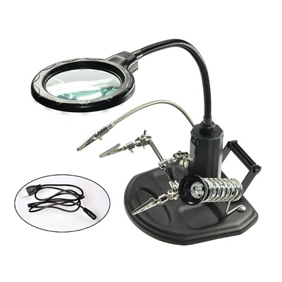 #ad LED Glass Magnifier Soldering Iron Stand Hands Soldering Station $51.74