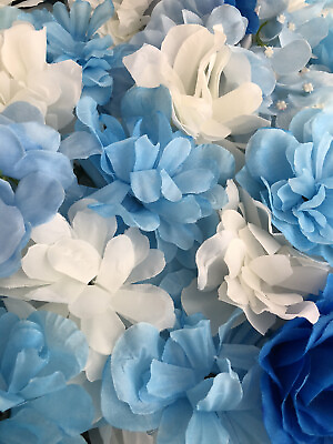#ad 12Pcs Blue White Wedding Silk Flower Wall Decor Background Floral Wall $148.00