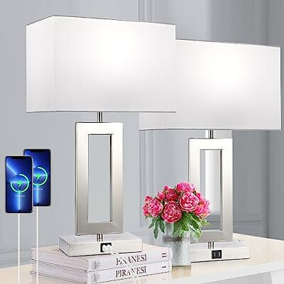 #ad 22#x27;#x27; Lamps for Bedrooms Set of 2 Touch Control Table Lamps Large Whiteamp;Silver $118.47