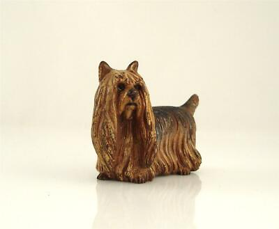 #ad OLD STOCK Franz Bergmann Vienna Standing YORKSHIRE Terrier Bronze Dog Yorkie $184.99