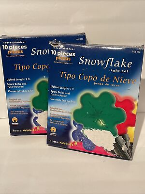 #ad HOME ACCENTS 2005 INDOOR OUTDOOR SNOWFLAKE LIGHTS MULTICOLOR 2 Sets Of 10 $39.99