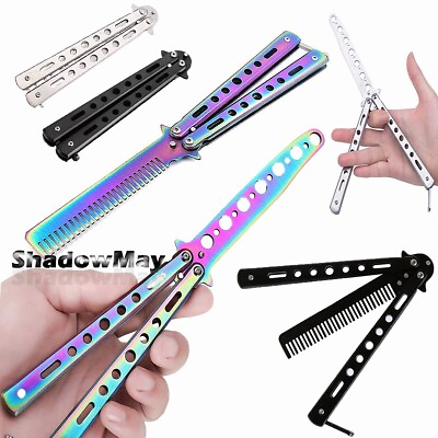 #ad New Butterfly Training Knife Comb Trainer Metal Non Sharp Dull Practice Tool $7.47
