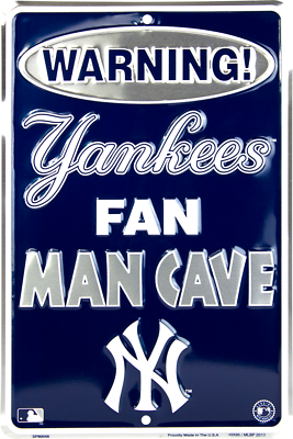 #ad NEW YORK YANKEES FAN MAN CAVE METAL SIGN 8quot;x12quot; amp; 3x12 VINTAGE BUMPER STICKER $12.99