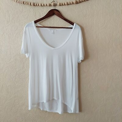 #ad Leith Basic V Neck T shirt White Short Sleeve Sz Small $7.99