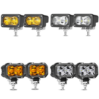 #ad 3quot; 4quot; LED Work Light Spot Flood Cube Pods Driving Fog Lamp Offroad Yellow Amber $38.99