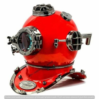 #ad 18quot; Antique Boston Diving Scuba SCA Divers US Navy Mark V Marine Anchor Helmet $247.37