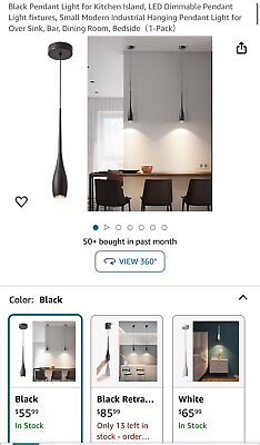 #ad JULiN Home Black Pendant Light For Kitchen Island LED Dimmable Fixture M 12 $38.00