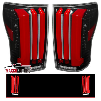 #ad Jet Black LED Tail Lights Fits 2007 2013 Toyota Tundra Sequential Signal Lamps $264.49