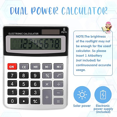 #ad Desktop Calculator 8 Digit Display Battery Solar Basic Big Button Business Home $32.00