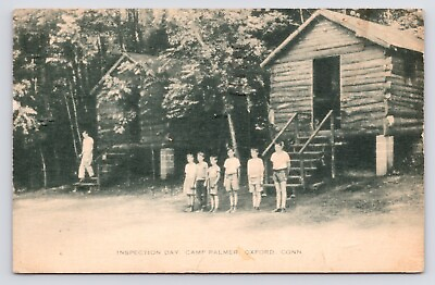 #ad c1940s Camp Palmer Inspection Day Cabins Exterior Oxford Connecticut CT Postcard $9.75