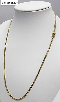 #ad New Solid 14k 22quot;inch 3mm Miami Cuban Link chain necklace fine jewelery $1229.99