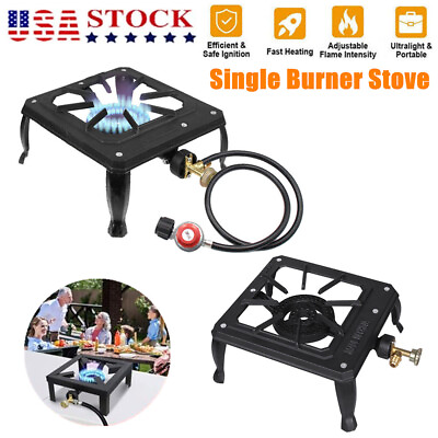 #ad Single Portable Burner Cast Iron Propane LPG Gas Stove Outdoor Camping Cooker US $36.99