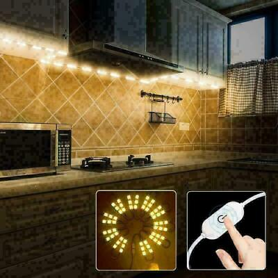 #ad 60 LEDs Warm White Under Cabinet Lights Closet Kitchen Counter LED Light Dimmer $14.29