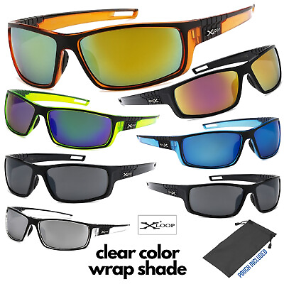 #ad Men#x27;s Xloop Clear Color Frame Sports Wrap Small Face Biking Golf Sunglasses $7.95