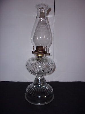 #ad Vintage Kerosene Oil Lamp Ribbed Base with a Swirled Bowl with a Chimney $35.00