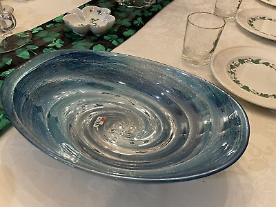#ad Blue Italy shell Bowl Quadrifogli swirl $95.00