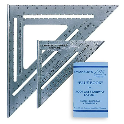 #ad Swanson Tool Solid Aluminum 7 inch and 12 inch Speed Squares and Blue Book $21.05